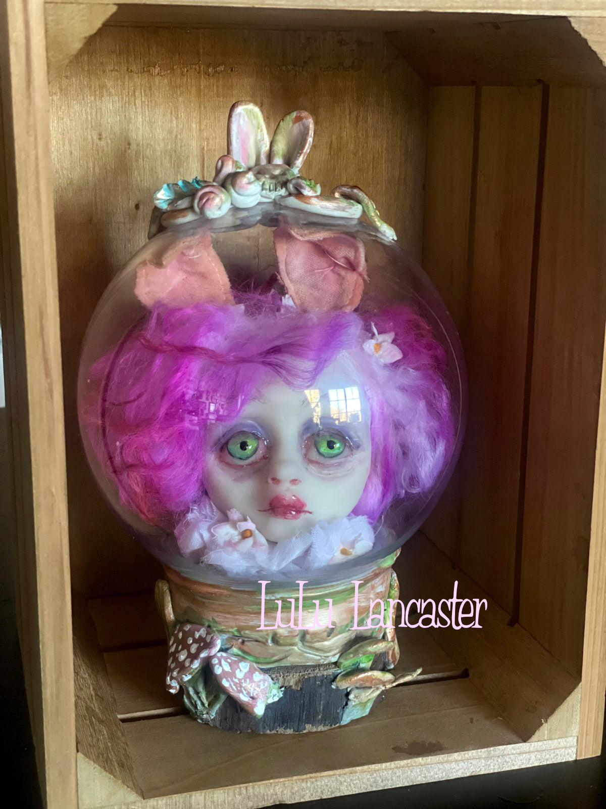 Rabbit Globe Bunny Woodland fairy Original LuLu Lancaster Art Doll