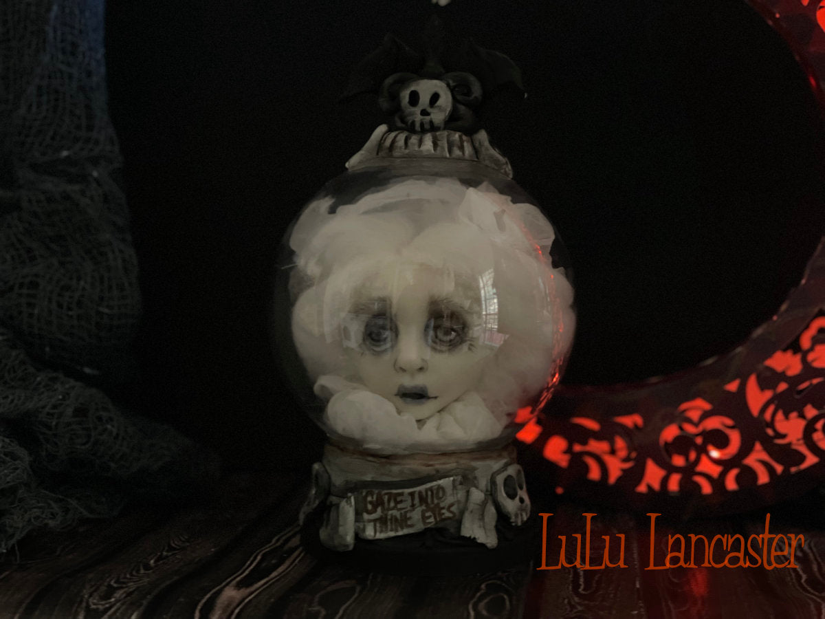 Ghost Crystal Ball Gaze into thine eyes OOAK Halloween Art Doll LuLu Lancaster
