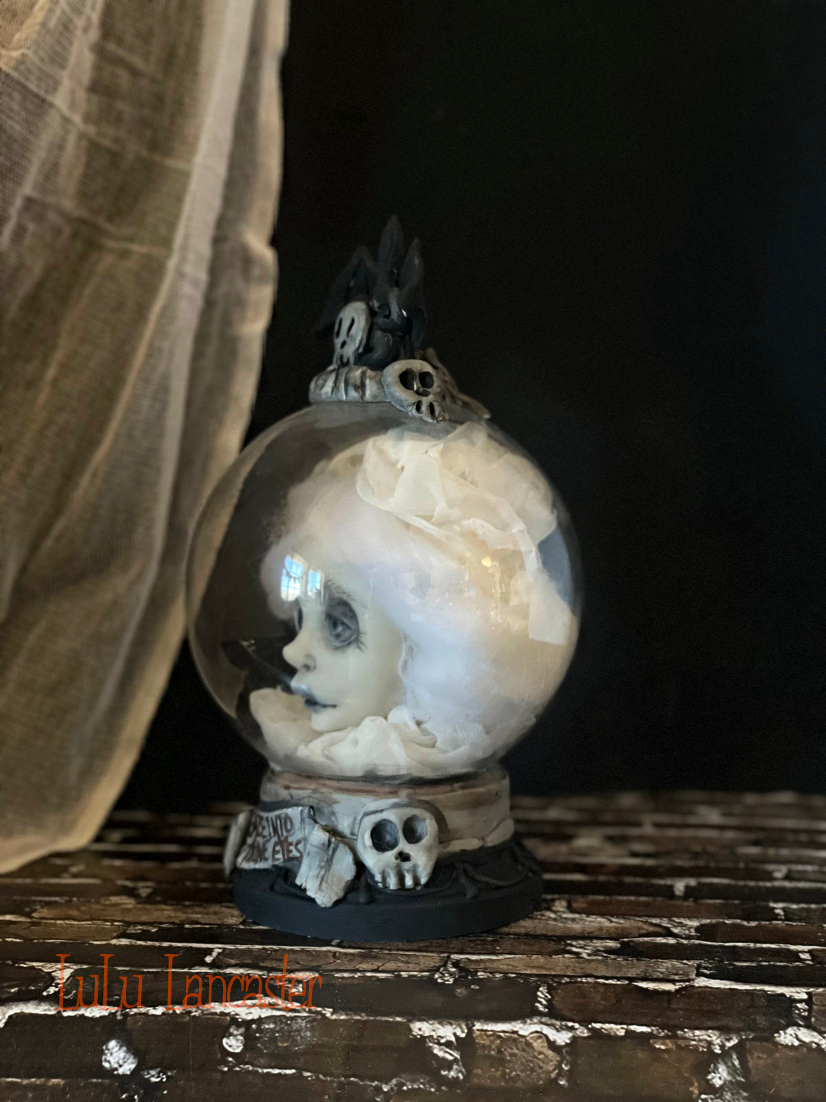 Ghost Crystal Ball Gaze into thine eyes OOAK Halloween Art Doll LuLu Lancaster