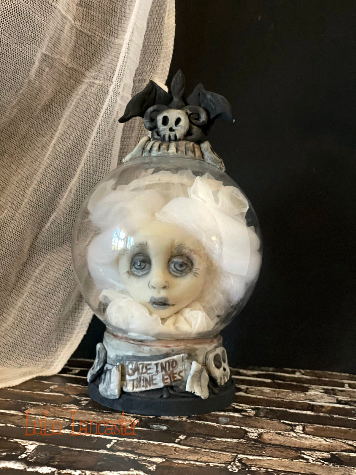 Ghost Crystal Ball Gaze into thine eyes OOAK Halloween Art Doll LuLu Lancaster