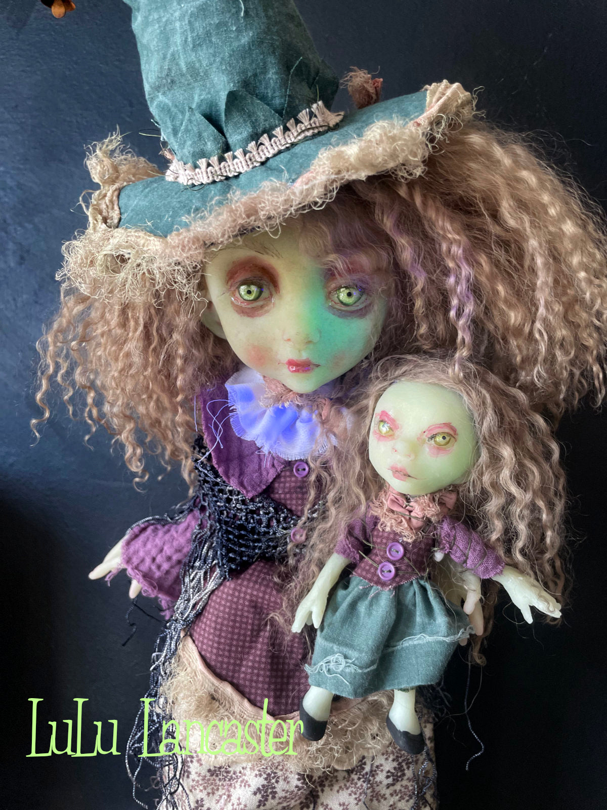 Fern and Fen Hedge witches Glow in the dark Original LuLu Lancaster Art Doll