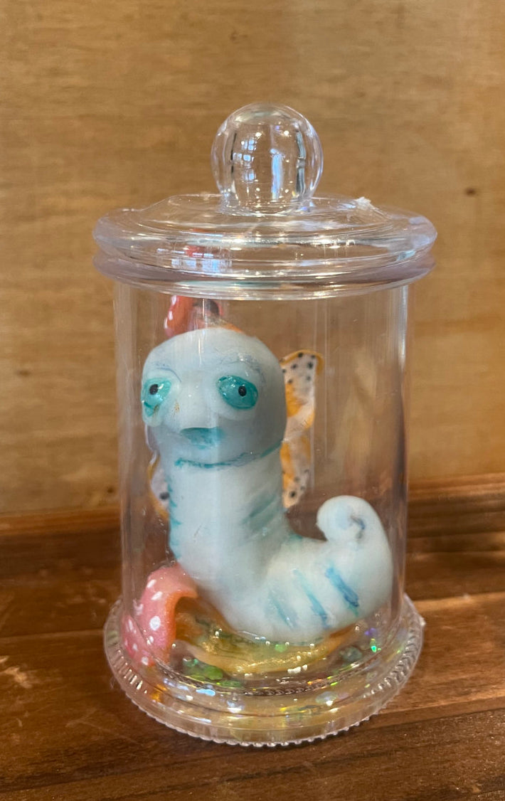 Glow Worm in canister Blue Worm Original LuLu Lancaster Art Doll