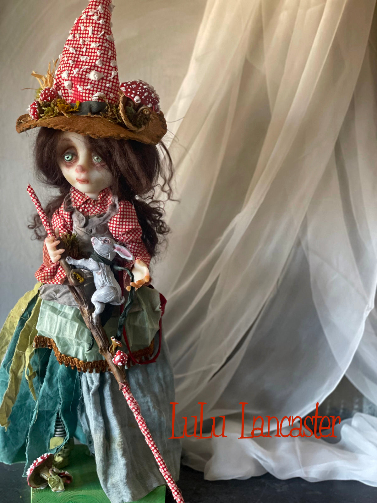 Kimber The Mushroom Forager Witch Original LuLu Lancaster Art Doll