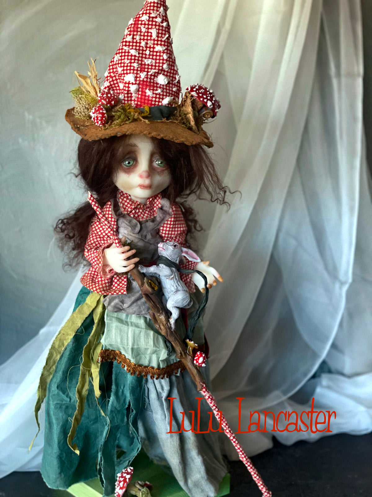 Kimber The Mushroom Forager Witch Original LuLu Lancaster Art Doll