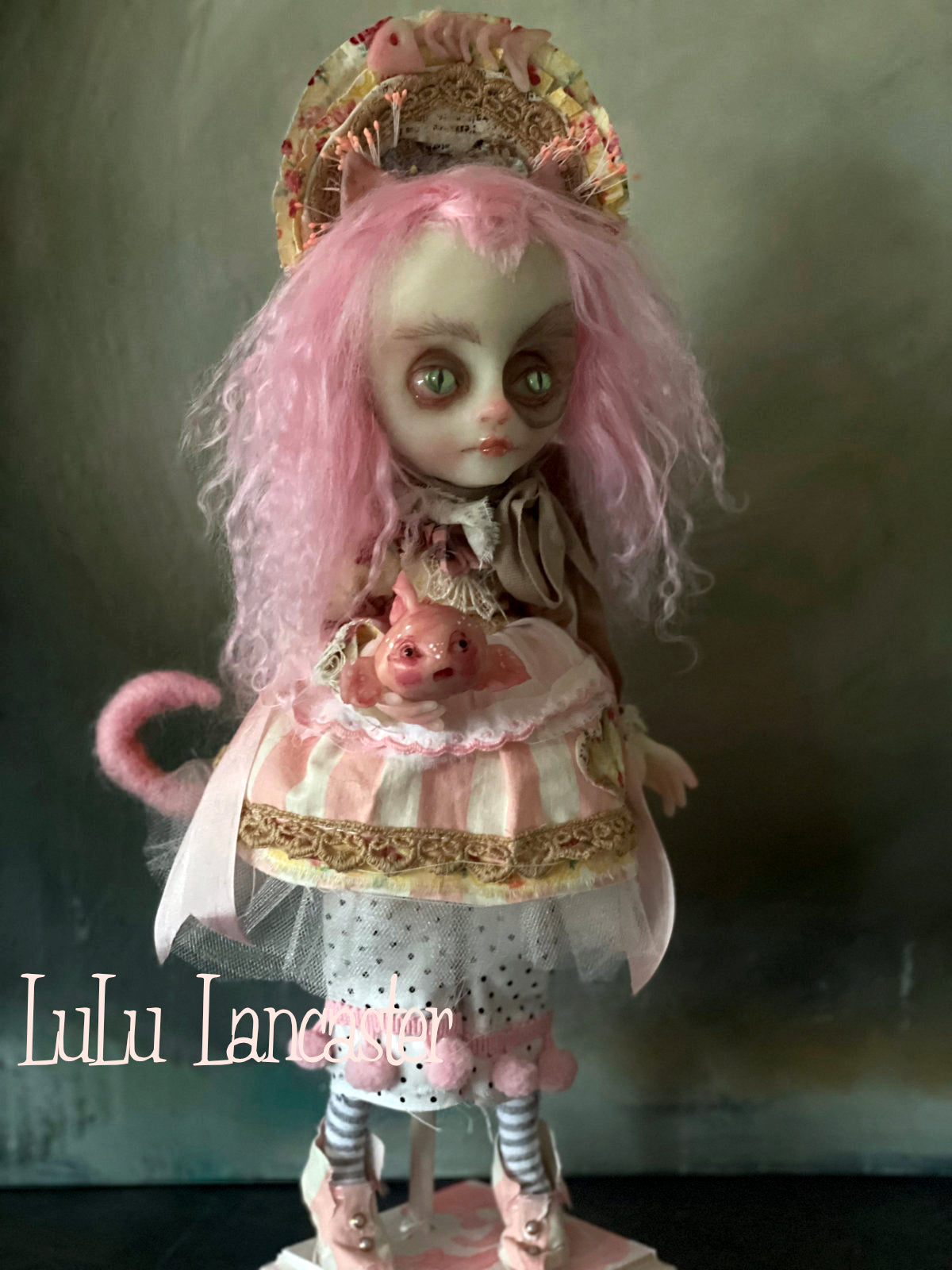 Kitty Fishsticks Victorian cat Original LuLu Lancaster Art Doll