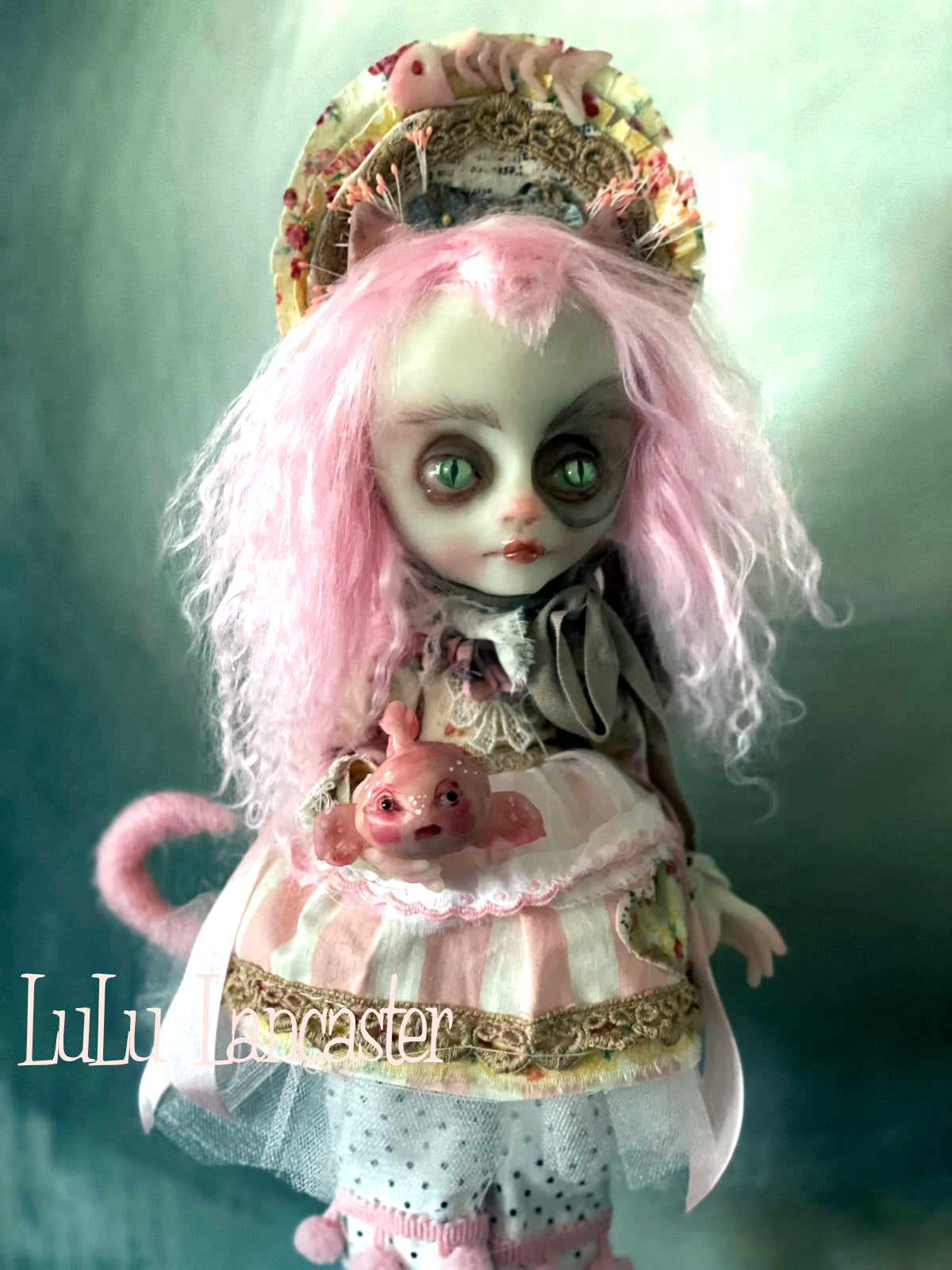 Kitty Fishsticks Victorian cat Original LuLu Lancaster Art Doll