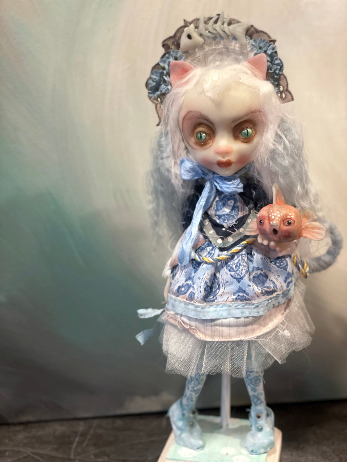 Kitty Wasabi Victorian cat Original LuLu Lancaster Art Doll