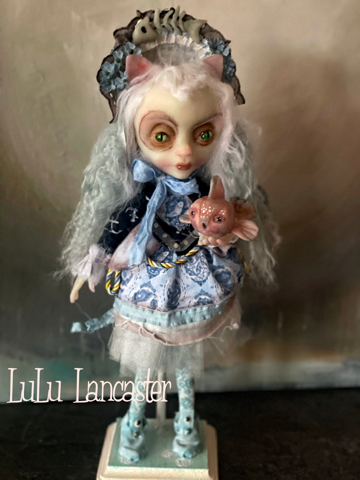 Kitty Wasabi Victorian cat Original LuLu Lancaster Art Doll