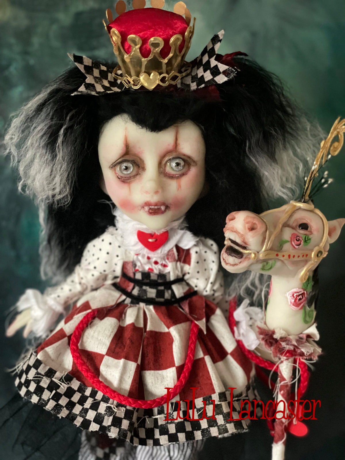 Queenie and her Carousel Stick pony Valloween Vampire Original LuLu Lancaster Art Doll