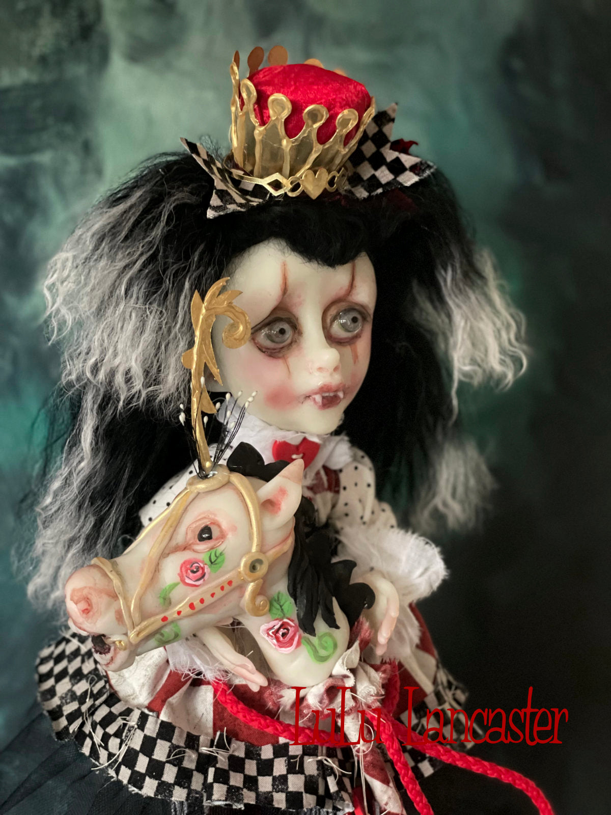 Queenie and her Carousel Stick pony Valloween Vampire Original LuLu Lancaster Art Doll
