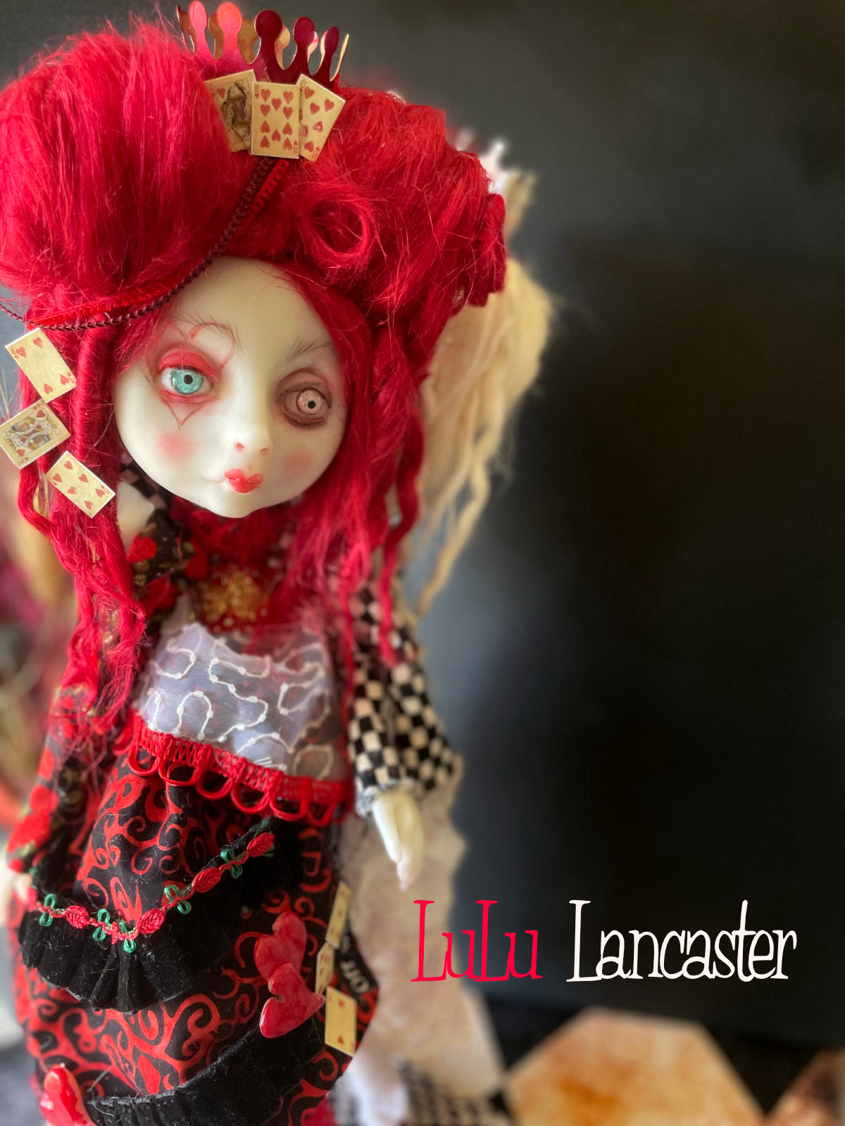 Conjoined Red and White Queens of Wonderland Original LuLu Lancaster Art Doll