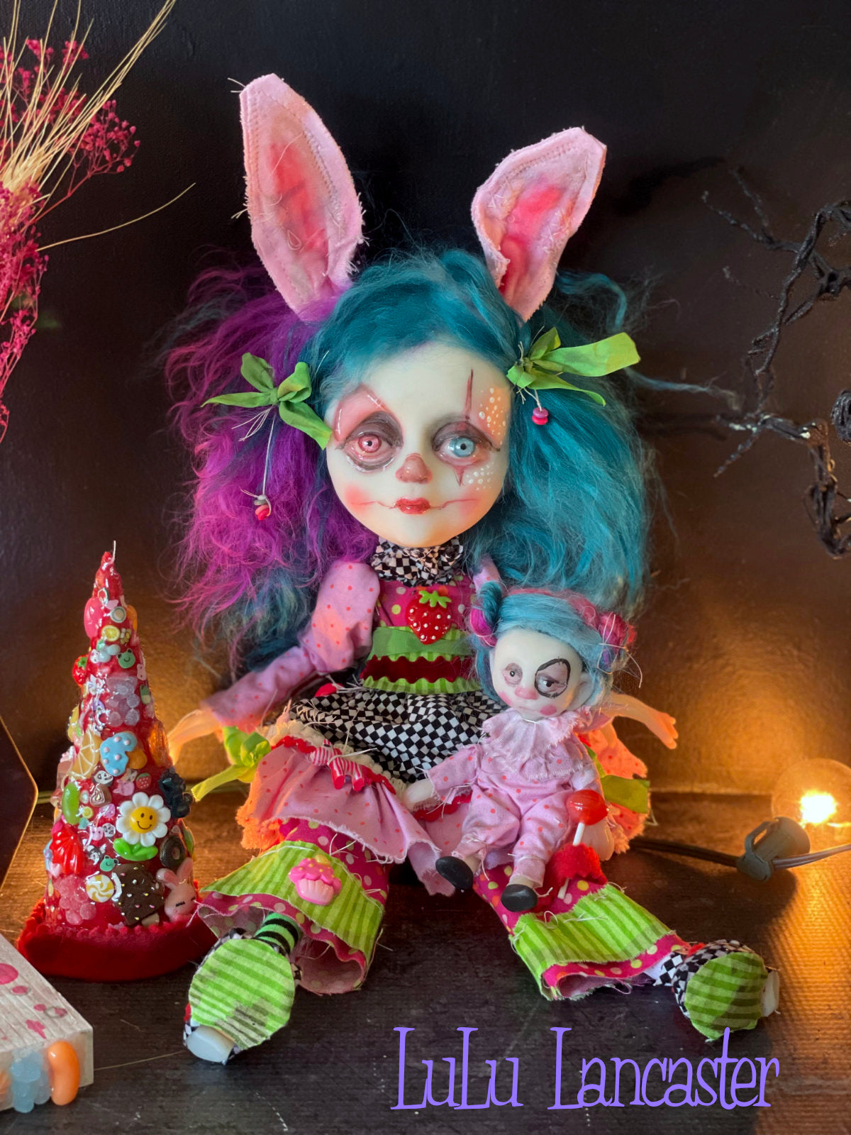 Strawberry Crush Poupee the Clown  Original LuLu Lancaster Art Doll